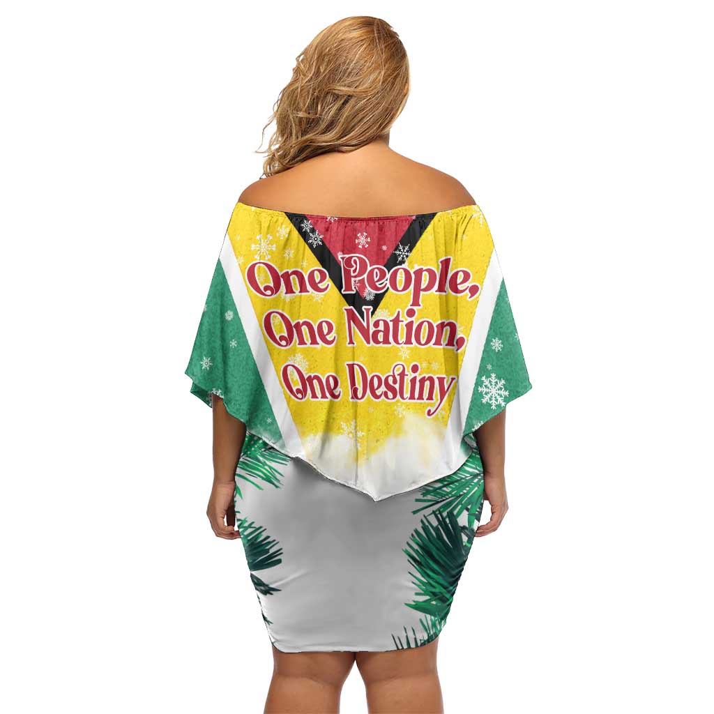 Guyana Flag Family Matching Off Shoulder Short Dress and Hawaiian Shirt Christmas Santa Jaguar and National Motto Green Yellow - Wonder Print Shop
