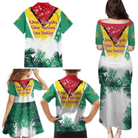 Guyana Flag Family Matching Puletasi and Hawaiian Shirt Christmas Santa Jaguar and National Motto Green Yellow - Wonder Print Shop