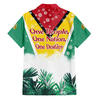 Guyana Flag Family Matching Puletasi and Hawaiian Shirt Christmas Santa Jaguar and National Motto Green Yellow - Wonder Print Shop