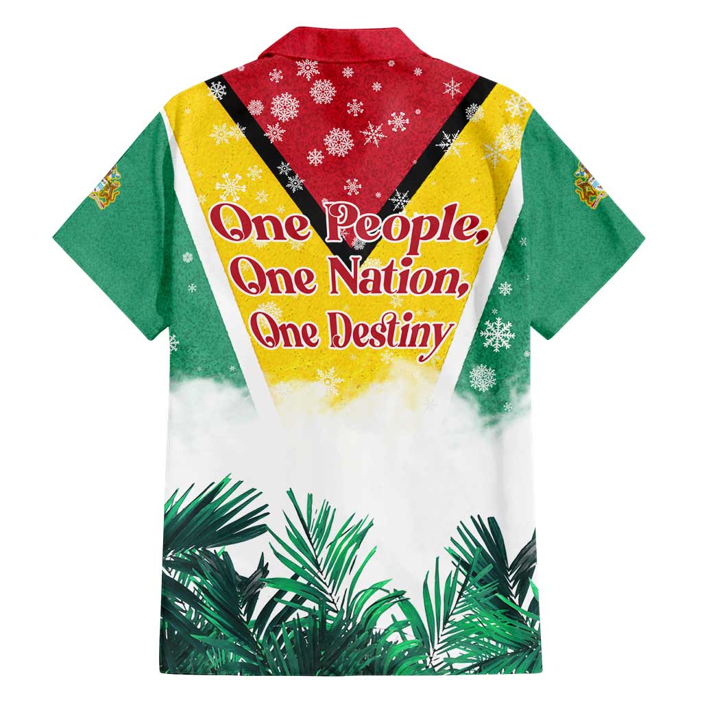 Guyana Flag Family Matching Tank Maxi Dress and Hawaiian Shirt Christmas Santa Jaguar and National Motto Green Yellow - Wonder Print Shop