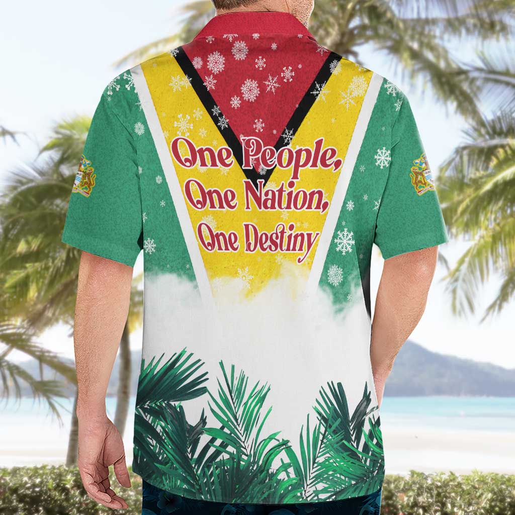 Guyana Flag Hawaiian Shirt Christmas Santa Jaguar and National Motto Green Yellow - Wonder Print Shop