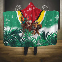 Guyana Flag Hooded Blanket Christmas Santa Jaguar and National Motto Green Yellow - Wonder Print Shop