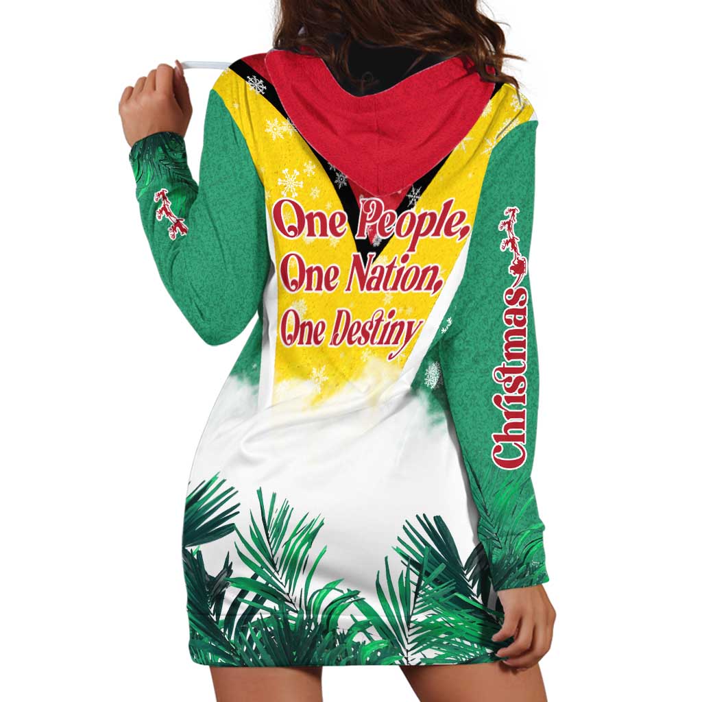 Guyana Flag Hoodie Dress Christmas Santa Jaguar and National Motto Green Yellow - Wonder Print Shop