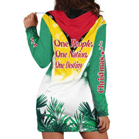 Guyana Flag Hoodie Dress Christmas Santa Jaguar and National Motto Green Yellow - Wonder Print Shop