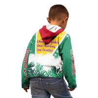 Guyana Flag Kid Hoodie Christmas Santa Jaguar and National Motto Green Yellow - Wonder Print Shop