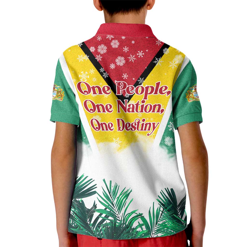 Guyana Flag Kid Polo Shirt Christmas Santa Jaguar and National Motto Green Yellow - Wonder Print Shop