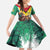 Guyana Flag Kid Short Sleeve Dress Christmas Santa Jaguar and National Motto Green Yellow - Wonder Print Shop