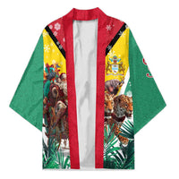 Guyana Flag Kimono Christmas Santa Jaguar and National Motto Green Yellow - Wonder Print Shop