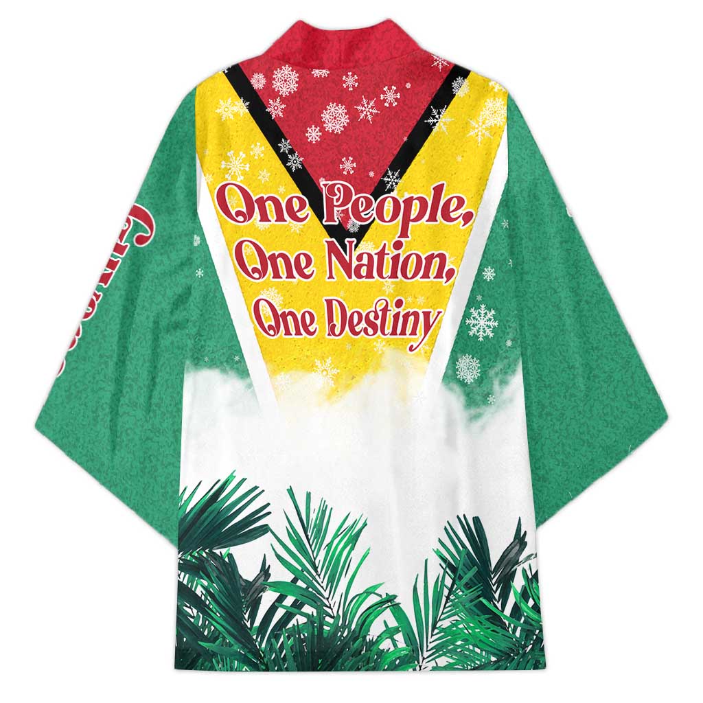 Guyana Flag Kimono Christmas Santa Jaguar and National Motto Green Yellow - Wonder Print Shop