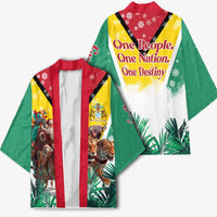 Guyana Flag Kimono Christmas Santa Jaguar and National Motto Green Yellow - Wonder Print Shop