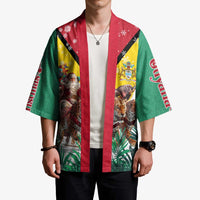 Guyana Flag Kimono Christmas Santa Jaguar and National Motto Green Yellow - Wonder Print Shop
