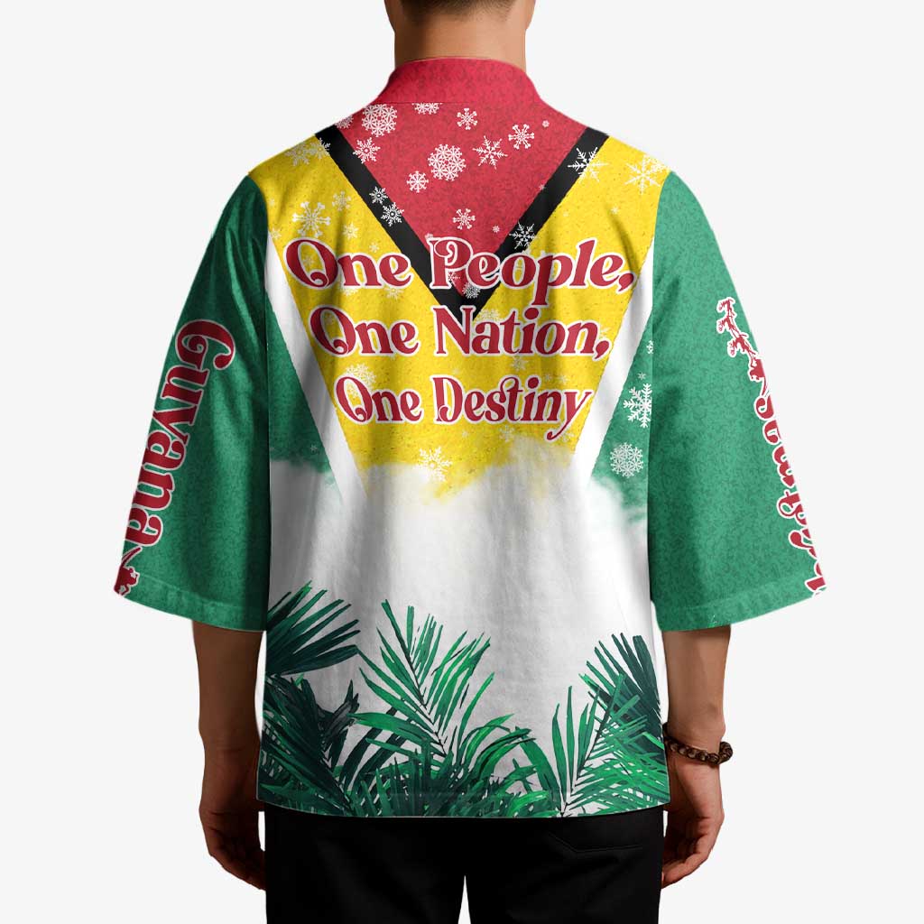Guyana Flag Kimono Christmas Santa Jaguar and National Motto Green Yellow - Wonder Print Shop