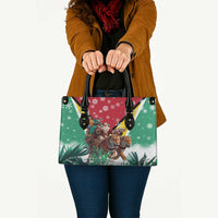 Guyana Flag Leather Bag Christmas Santa Jaguar and National Motto Green Yellow - Wonder Print Shop