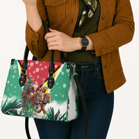 Guyana Flag Leather Bag Christmas Santa Jaguar and National Motto Green Yellow - Wonder Print Shop