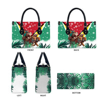 Guyana Flag Leather Bag Christmas Santa Jaguar and National Motto Green Yellow - Wonder Print Shop