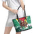 Guyana Flag Leather Tote Bag Christmas Santa Jaguar and National Motto Green Yellow - Wonder Print Shop