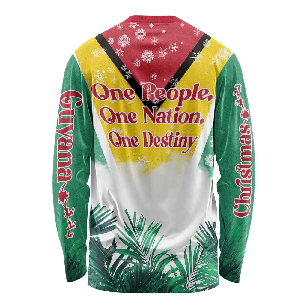 Guyana Flag Long Sleeve Shirt Christmas Santa Jaguar and National Motto Green Yellow - Wonder Print Shop