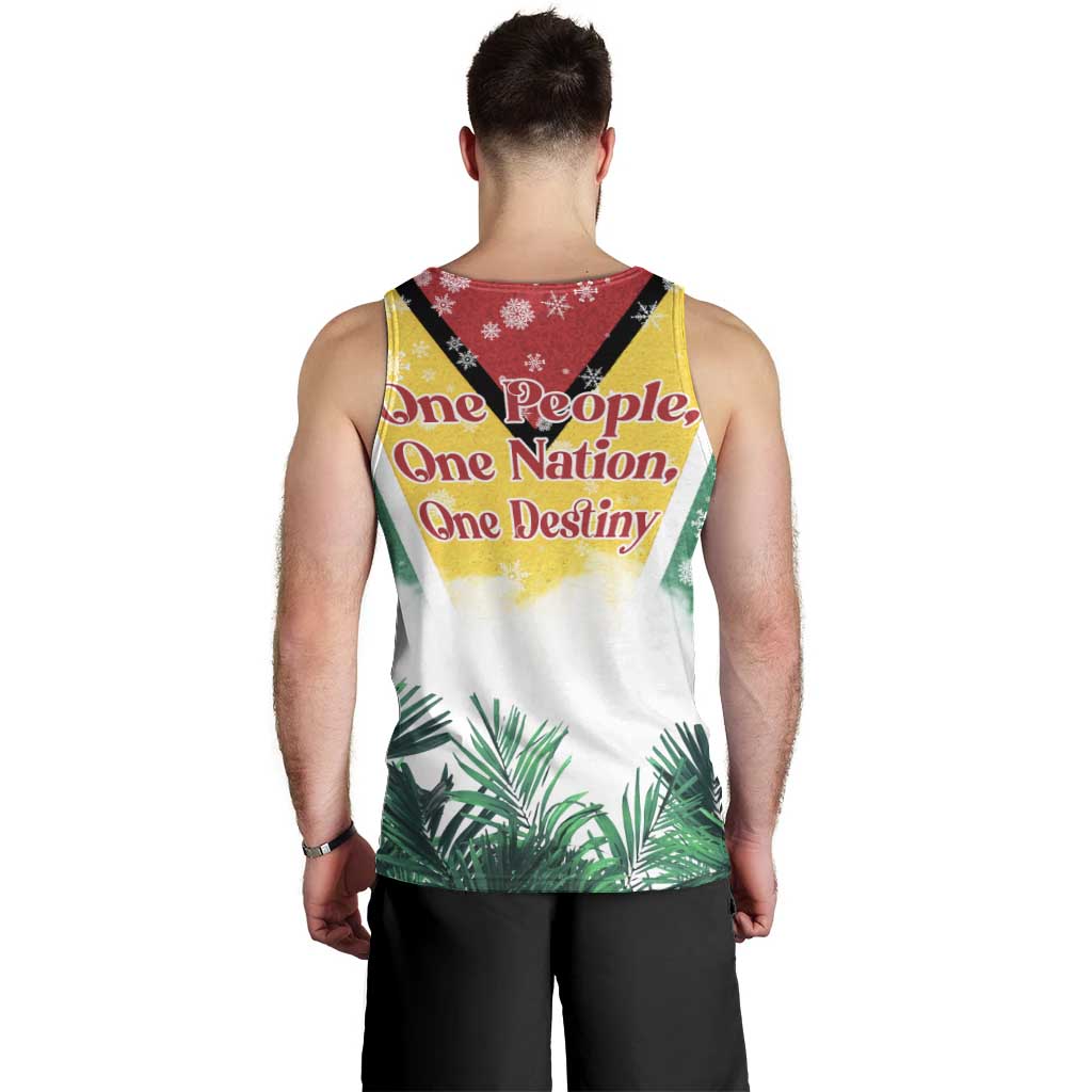 Guyana Flag Men Tank Top Christmas Santa Jaguar and National Motto Green Yellow - Wonder Print Shop