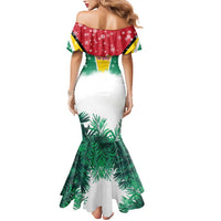 Guyana Flag Mermaid Dress Christmas Santa Jaguar and National Motto Green Yellow - Wonder Print Shop