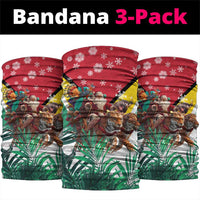 Guyana Flag Neck Gaiter Christmas Santa Jaguar and National Motto Green Yellow - Wonder Print Shop