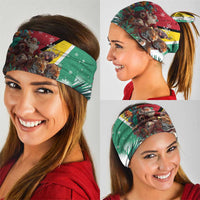 Guyana Flag Neck Gaiter Christmas Santa Jaguar and National Motto Green Yellow - Wonder Print Shop