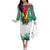 Guyana Flag Off The Shoulder Long Sleeve Dress Christmas Santa Jaguar and National Motto Green Yellow - Wonder Print Shop