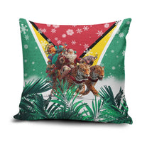 Guyana Flag Pillow Cover Christmas Santa Jaguar and National Motto Green Yellow - Wonder Print Shop