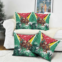 Guyana Flag Pillow Cover Christmas Santa Jaguar and National Motto Green Yellow - Wonder Print Shop
