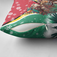 Guyana Flag Pillow Cover Christmas Santa Jaguar and National Motto Green Yellow - Wonder Print Shop