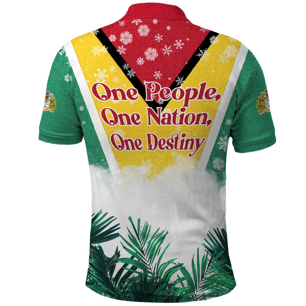 Guyana Flag Polo Shirt Christmas Santa Jaguar and National Motto Green Yellow - Wonder Print Shop