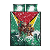 Guyana Flag Quilt Bed Set Christmas Santa Jaguar and National Motto Green Yellow - Wonder Print Shop