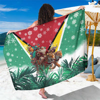 Guyana Flag Sarong Christmas Santa Jaguar and National Motto Green Yellow - Wonder Print Shop