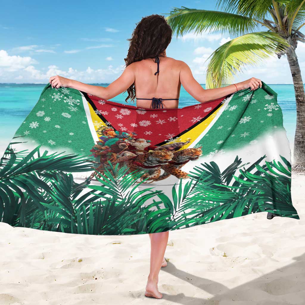 Guyana Flag Sarong Christmas Santa Jaguar and National Motto Green Yellow - Wonder Print Shop