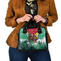 Guyana Flag Shoulder Handbag Christmas Santa Jaguar and National Motto Green Yellow - Wonder Print Shop