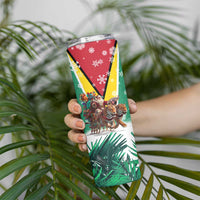 Guyana Flag Skinny Tumbler Christmas Santa Jaguar and National Motto Green Yellow - Wonder Print Shop