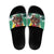 Guyana Flag Slide Sandals Christmas Santa Jaguar and National Motto Green Yellow - Wonder Print Shop