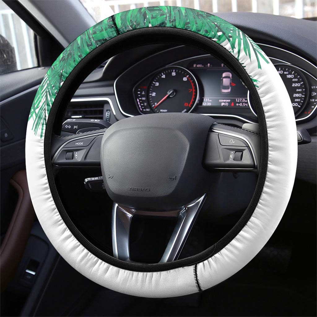 Guyana Flag Steering Wheel Cover Christmas Santa Jaguar and National Motto Green Yellow - Wonder Print Shop