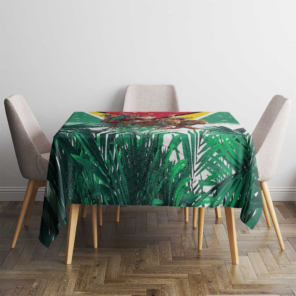 Guyana Flag Tablecloth Christmas Santa Jaguar and National Motto Green Yellow - Wonder Print Shop