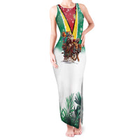 Guyana Flag Tank Maxi Dress Christmas Santa Jaguar and National Motto Green Yellow - Wonder Print Shop