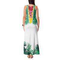 Guyana Flag Tank Maxi Dress Christmas Santa Jaguar and National Motto Green Yellow - Wonder Print Shop