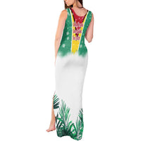 Guyana Flag Tank Maxi Dress Christmas Santa Jaguar and National Motto Green Yellow - Wonder Print Shop