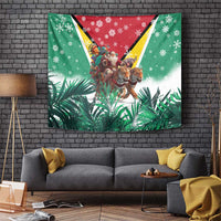 Guyana Flag Tapestry Christmas Santa Jaguar and National Motto Green Yellow - Wonder Print Shop