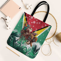 Guyana Flag Tote Bag Christmas Santa Jaguar and National Motto Green Yellow - Wonder Print Shop