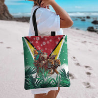 Guyana Flag Tote Bag Christmas Santa Jaguar and National Motto Green Yellow - Wonder Print Shop