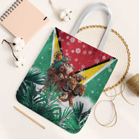 Guyana Flag Tote Bag Christmas Santa Jaguar and National Motto Green Yellow - Wonder Print Shop