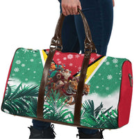 Guyana Flag Travel Bag Christmas Santa Jaguar and National Motto Green Yellow - Wonder Print Shop