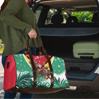 Guyana Flag Travel Bag Christmas Santa Jaguar and National Motto Green Yellow - Wonder Print Shop