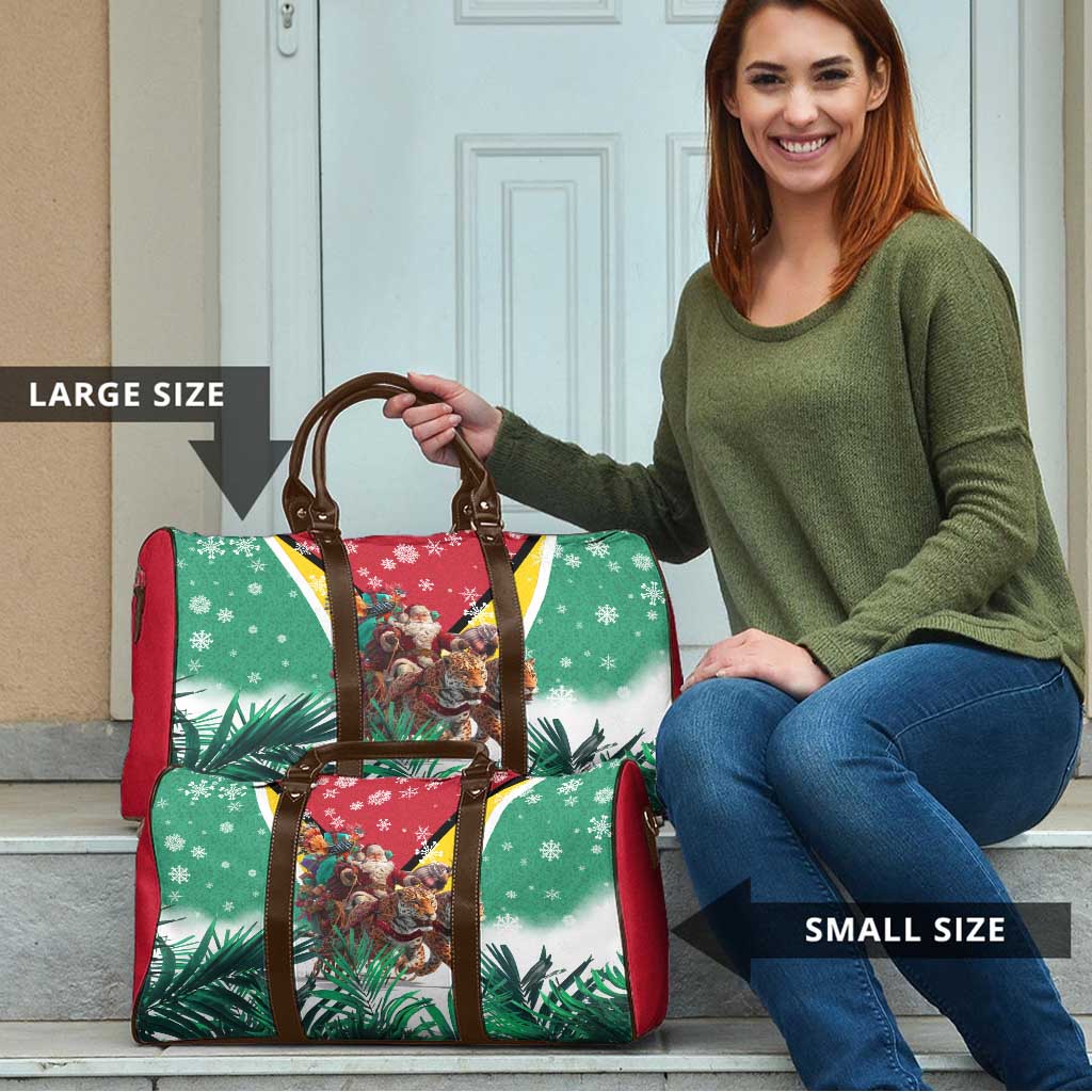 Guyana Flag Travel Bag Christmas Santa Jaguar and National Motto Green Yellow - Wonder Print Shop