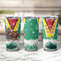 Guyana Flag Tumbler Cup Christmas Santa Jaguar and National Motto Green Yellow - Wonder Print Shop