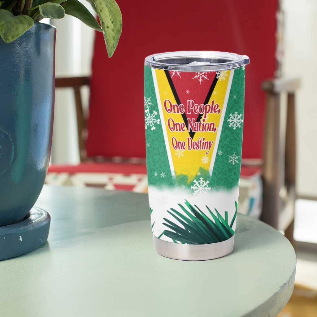 Guyana Flag Tumbler Cup Christmas Santa Jaguar and National Motto Green Yellow - Wonder Print Shop